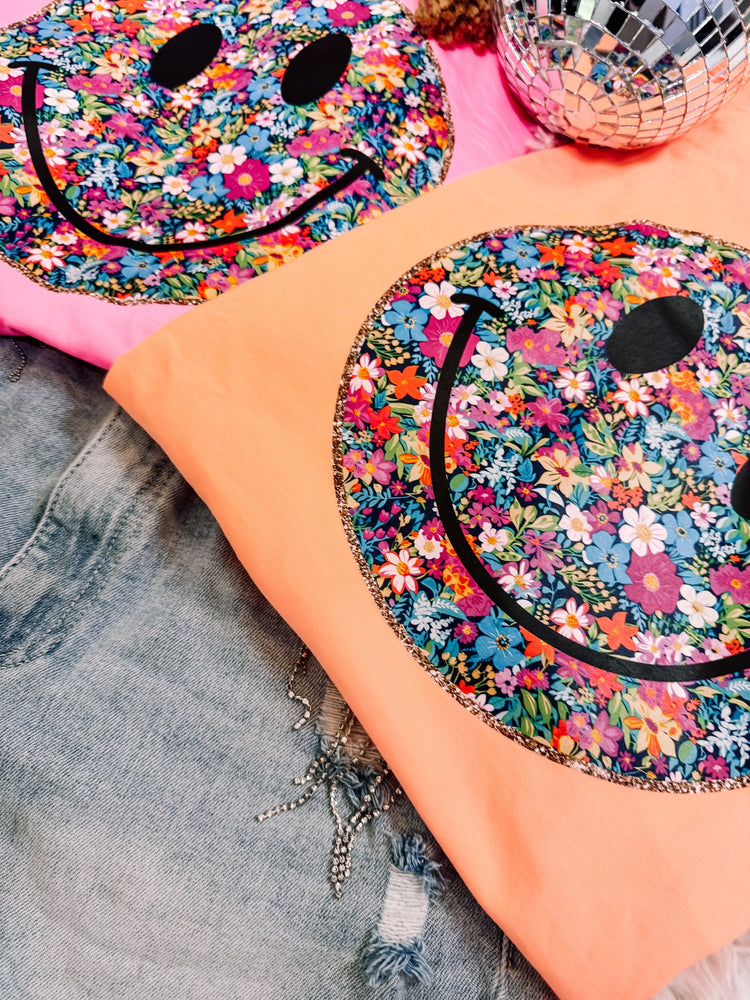 Floral Smile Comfort Colors Graphic Tee