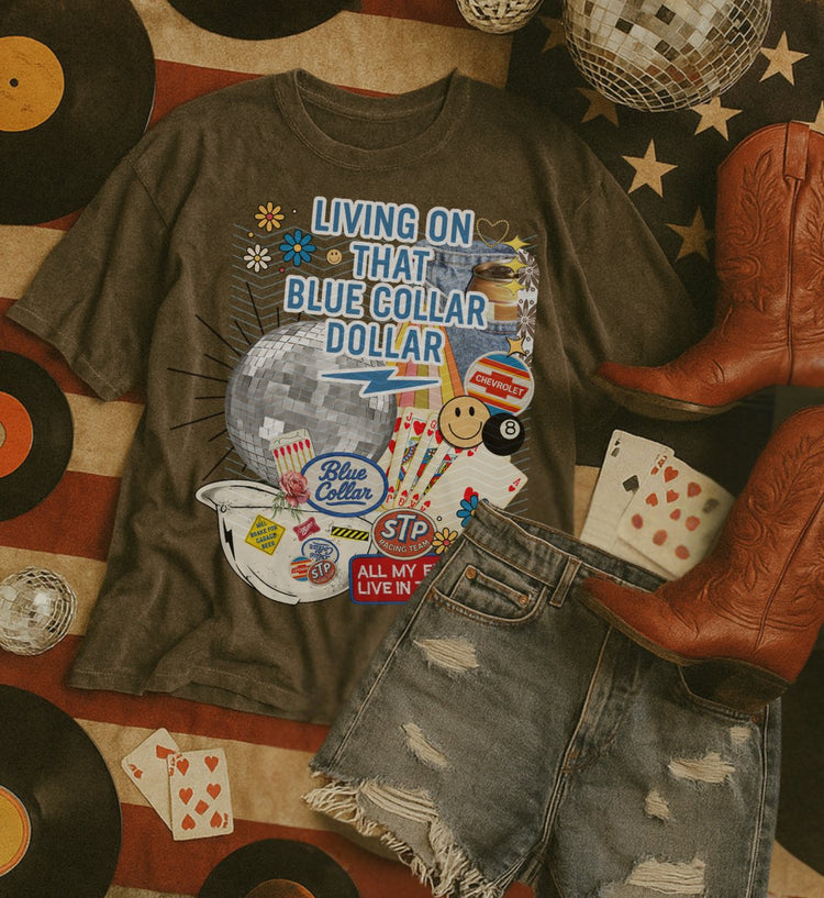 Living That Blue Collar Life Comfort Colors Graphic Tee