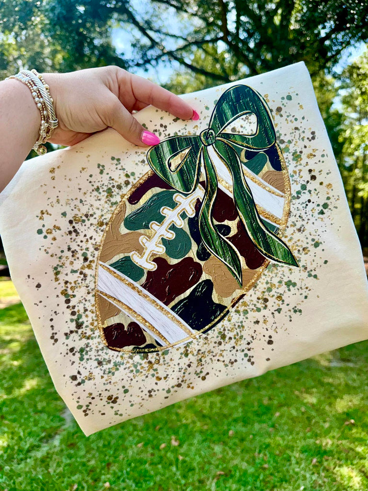 Camo Football Comfort Colors Graphic Tee