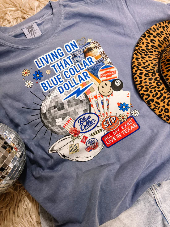 Living That Blue Collar Life Comfort Colors Graphic Tee