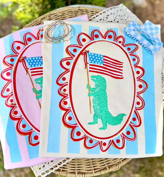 Alligator Flag 4th of July Comfort Colors Graphic Tee - Ivory