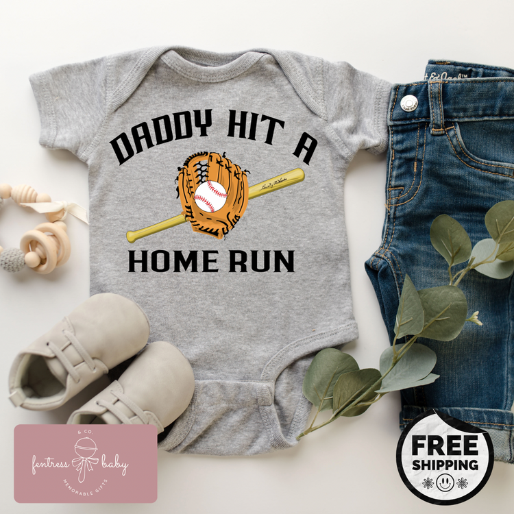 Daddy Hit A Home Run Pregnancy Announcement Onesie