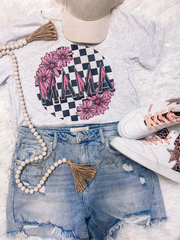 Checkered Mama Circle Bella Canvas Graphic Tee