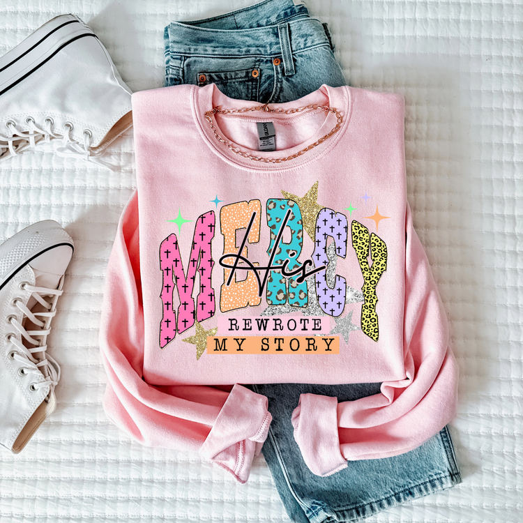 Mercy Rewrote His Story Doodle Faith Sweatshirt