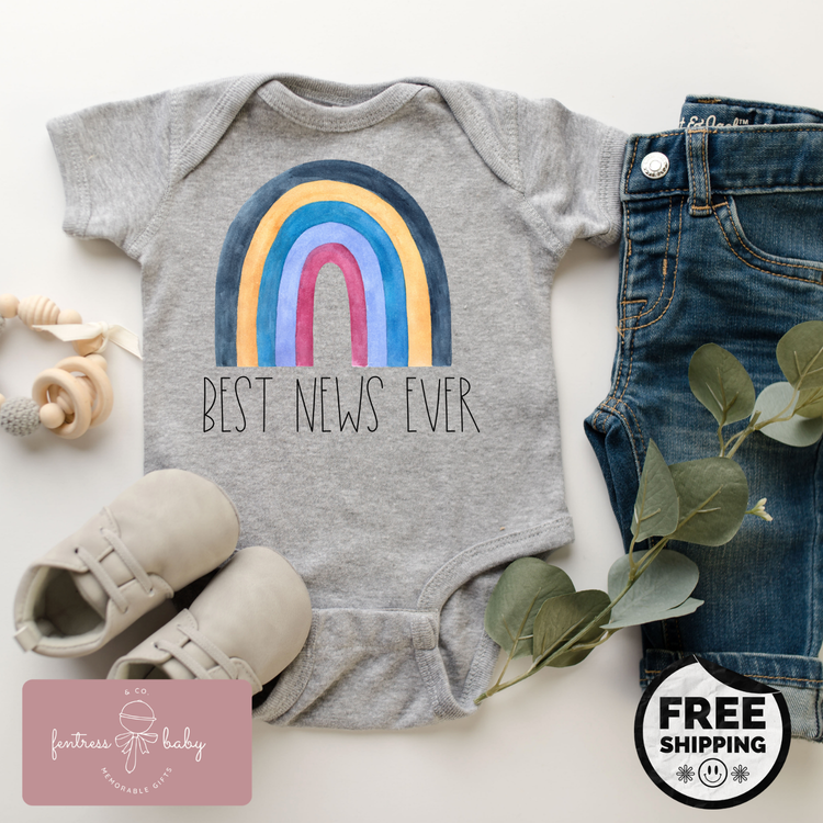 Best News Ever Rainbow Pregnancy Announcement Onesie
