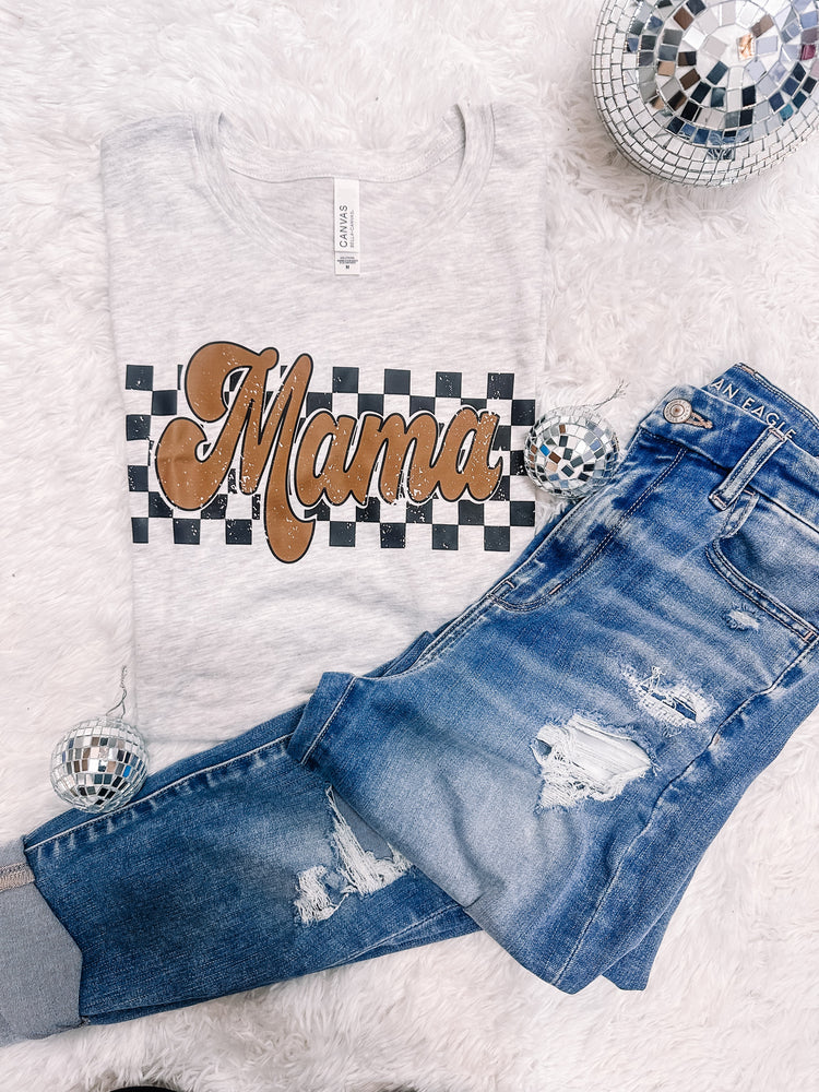 Retro Checkered Mama Bella Canvas Graphic Tee