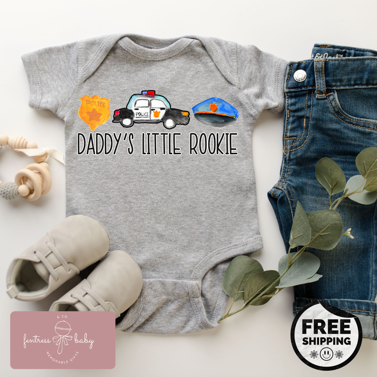 Daddy's Little Rookie Pregnancy Announcement Onesie