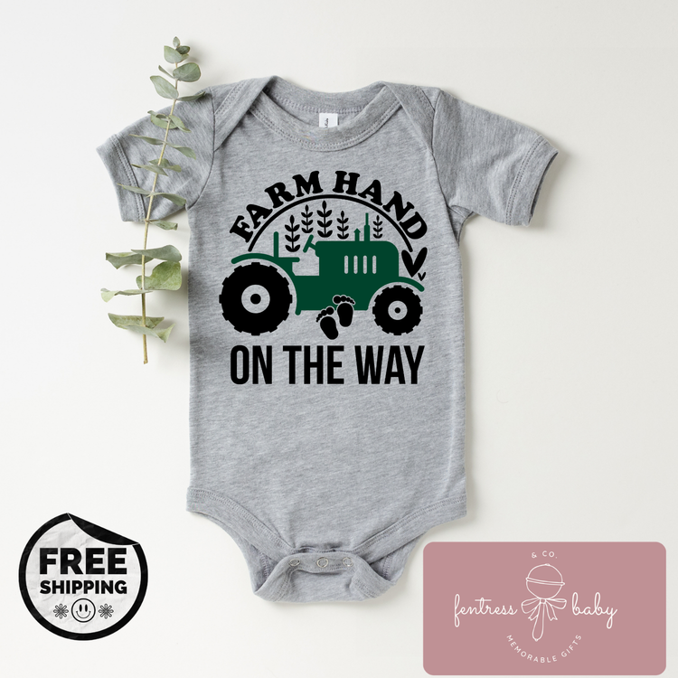 Farm Hand On The Way Pregnancy Announcement Onesie