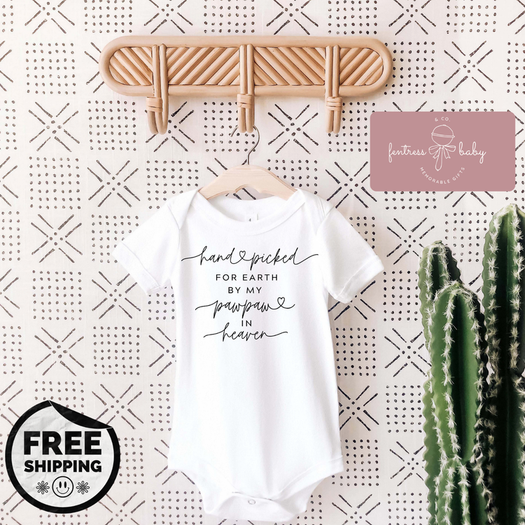 Handpicked By My Pawpaw In Heaven Pregnancy Announcement Onesie