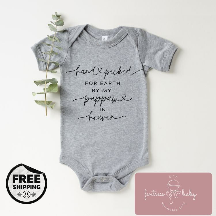 Handpicked For Earth By My Pappaw In Heaven Pregnancy Announcement Onesie