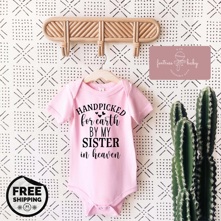 Handpicked For Earth By My Sister In Heaven Pregnancy Announcement Onesie