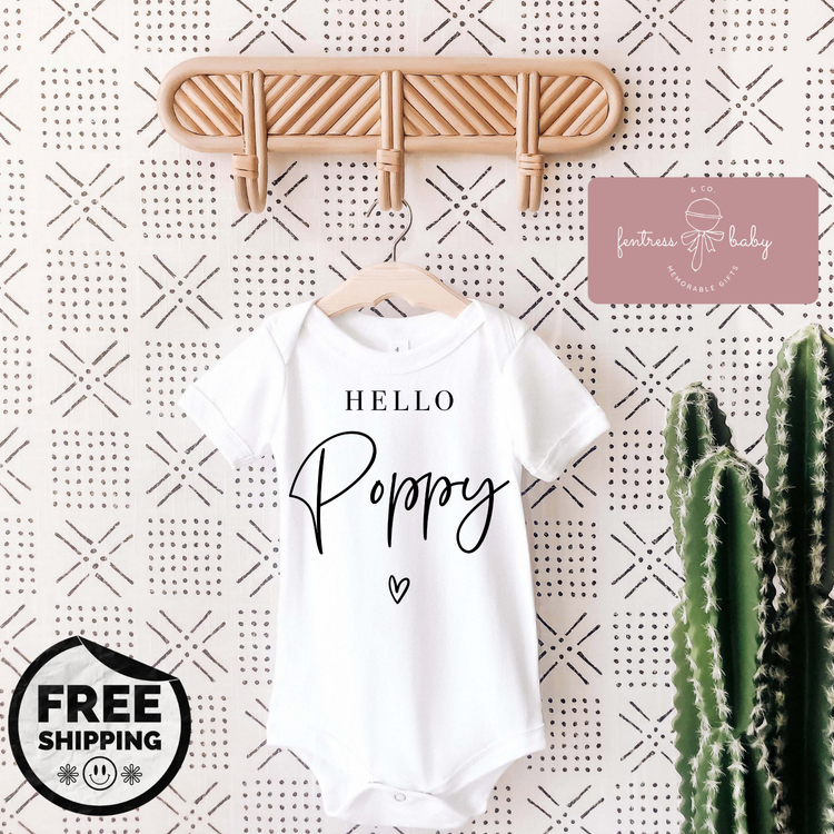 Hello Poppy Pregnancy Announcement Onesie