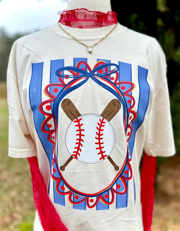 Preppy Framed Baseball Stars Comfort Colors Graphic Tee