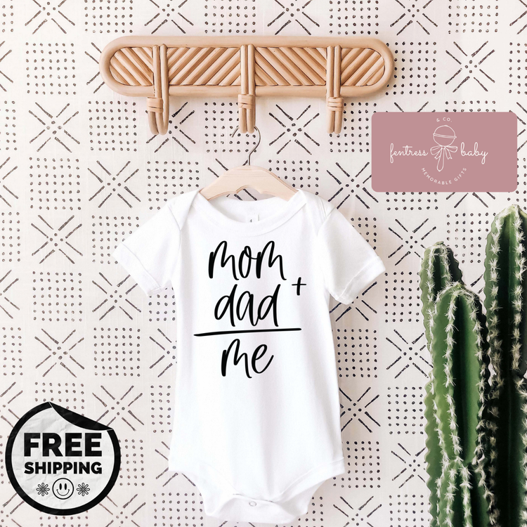 Mom + Dad = Me Pregnancy Announcement Onesie