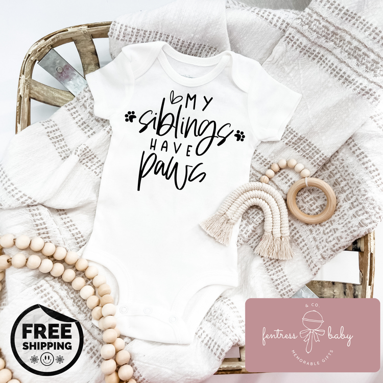My Siblings Have Paws Pregnancy Announcement Onesie