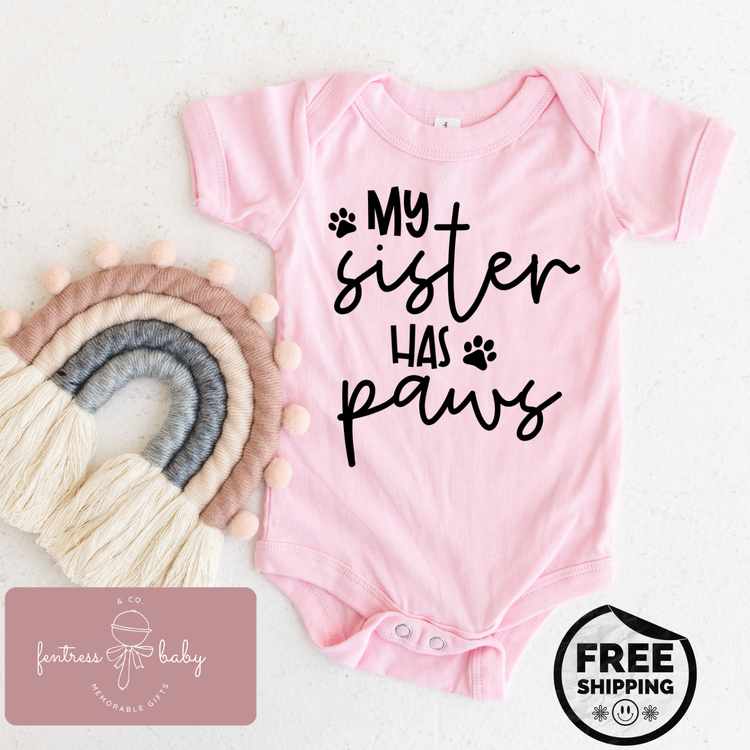My Sister Has Paws Pregnancy Announcement Onesie