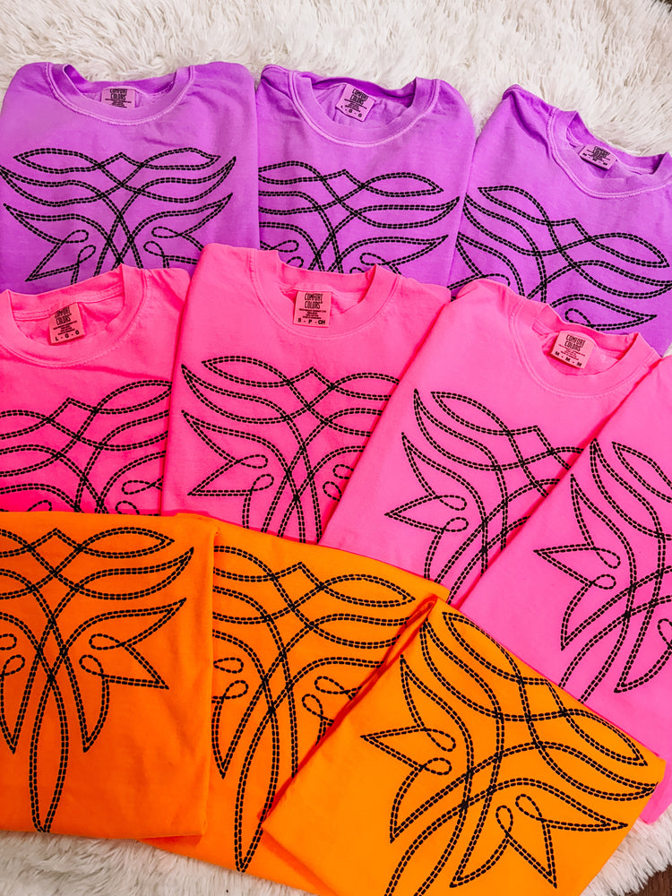 Western Neon Stitch Comfort Colors Graphic Tee