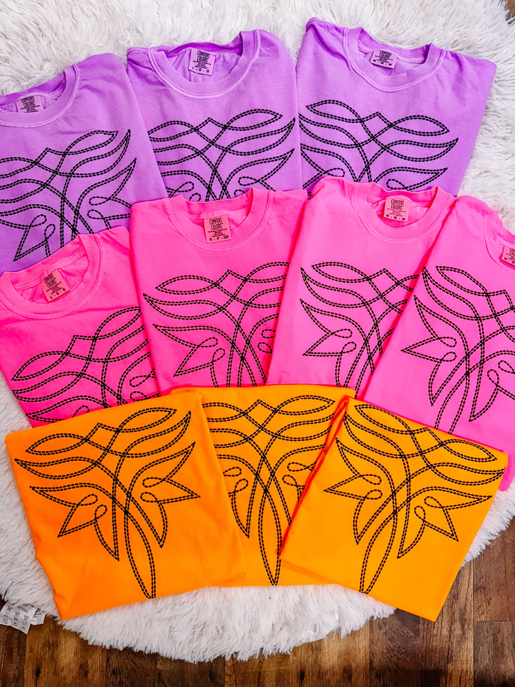 Western Neon Stitch Comfort Colors Graphic Tee