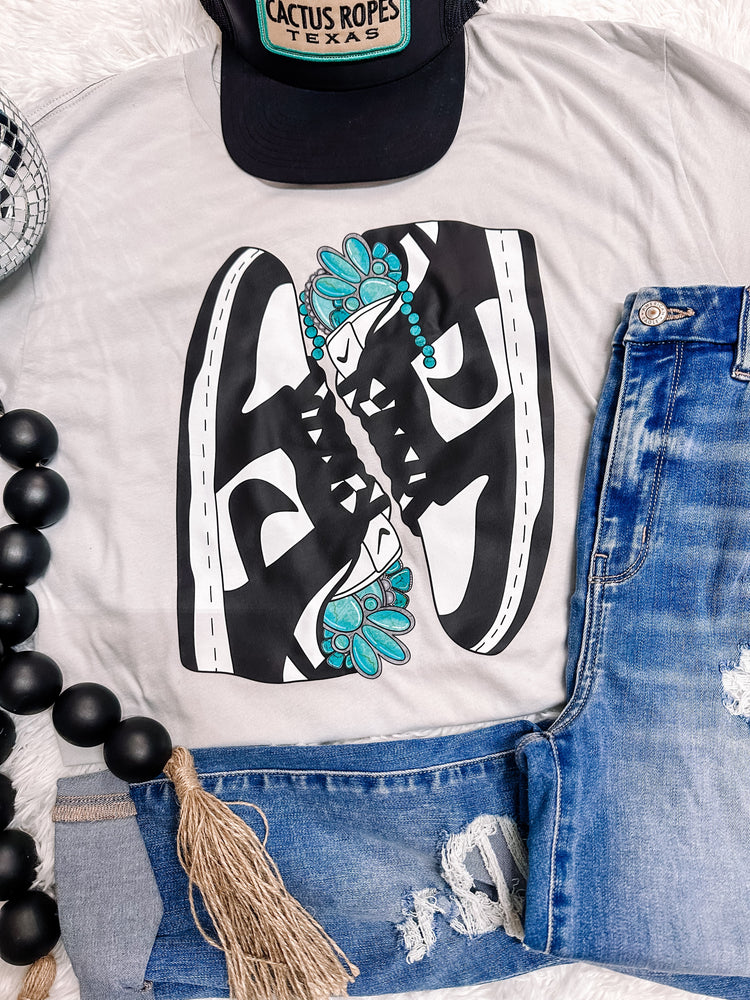 Turquoise Gem Sneakers Bella Canvas Graphic Tee
