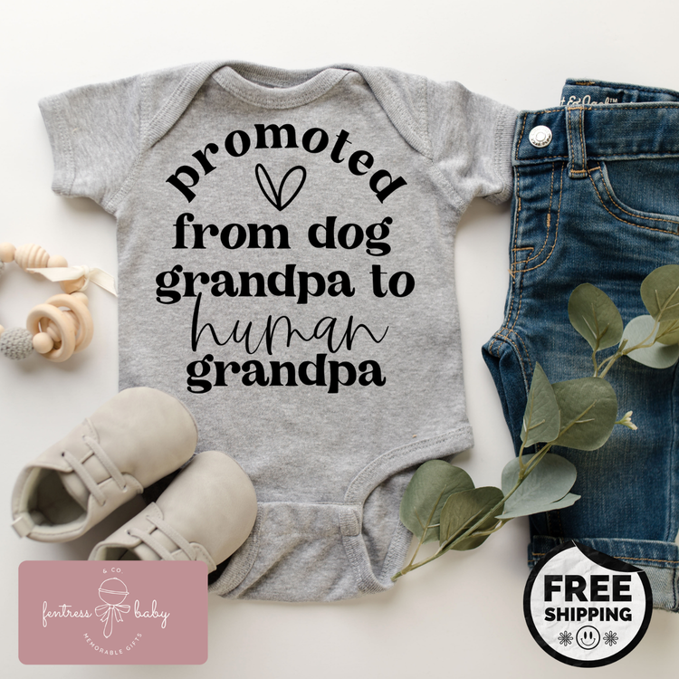Promoted From Dog Grandpa To Human Grandpa Pregnancy Announcement Onesie