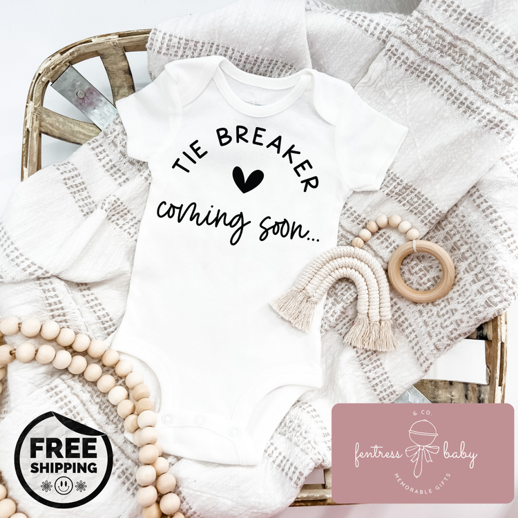 Tie Breaker Coming Soon Pregnancy Announcement Onesie