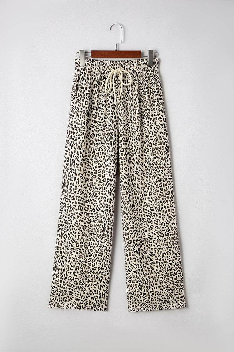 Western Leopard Print Drawstring Loose Pants