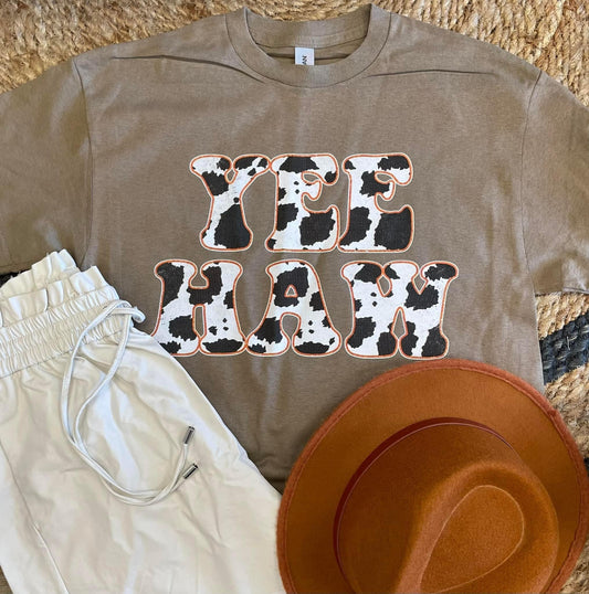 Cowprint Yeehaw Gildan Graphic Tee