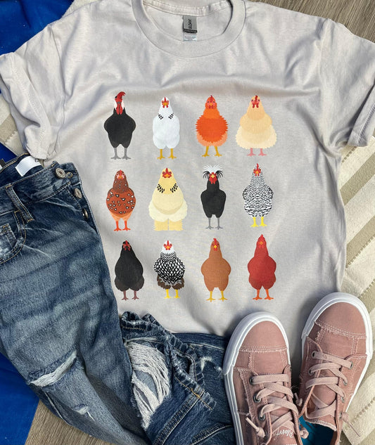 Chickens Collage Gildan Graphic Tee