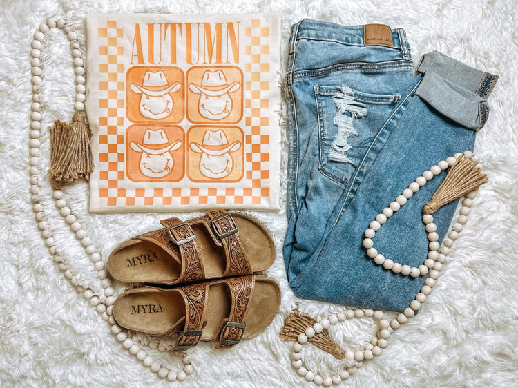 Checkered Autumn Bella Canvas Graphic Tee