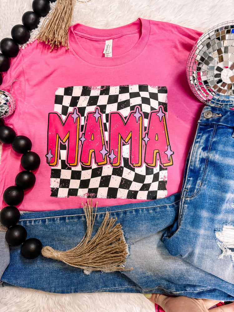 Mama Checkered Box Bella Canvas Graphic Tee