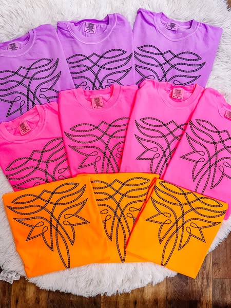 Western Neon Stitch Comfort Colors Graphic Tee