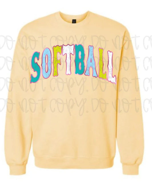 Trendy Softball Varsity Pastel Sweatshirt