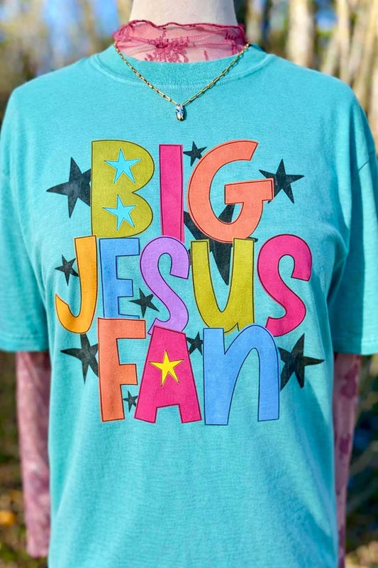Big Jesus Fan Faith Comfort Colors Graphic Tee