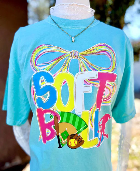 Preppy Softball Doodle Coquette Comfort Colors Graphic Tee