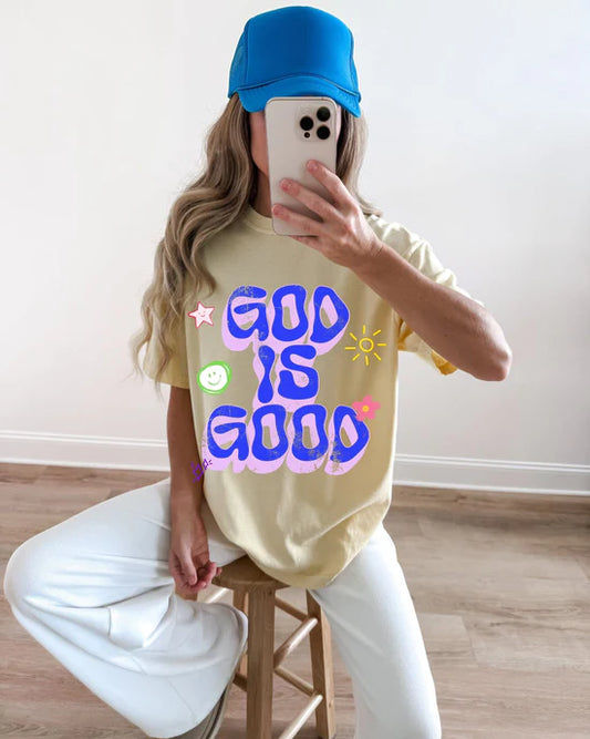 God is Good Trendy Faith Comfort Colors Graphic Tee