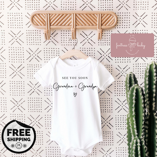 See You Soon Grandma &  Grandpa Pregnancy Announcement Onesie
