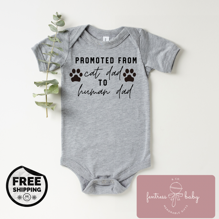 Promoted From Cat Dad To Human Dad Pregnancy Announcement Onesie