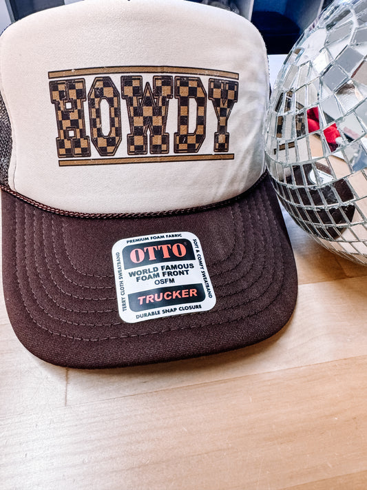 Checkered Howdy DTF Printed Hat