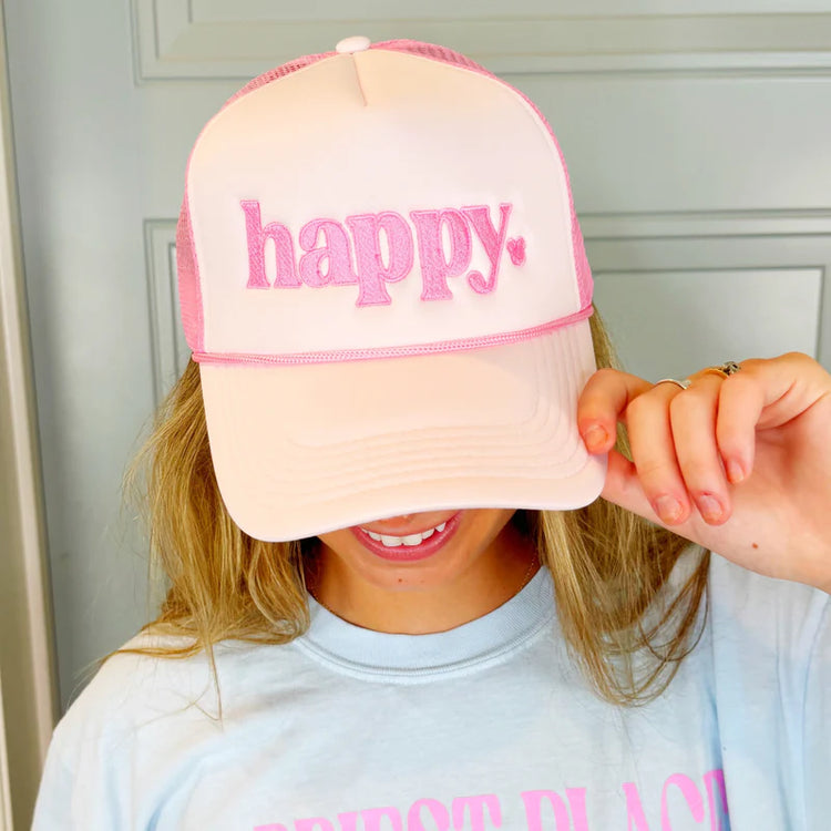 Happy Embroidered Baseball Hat
