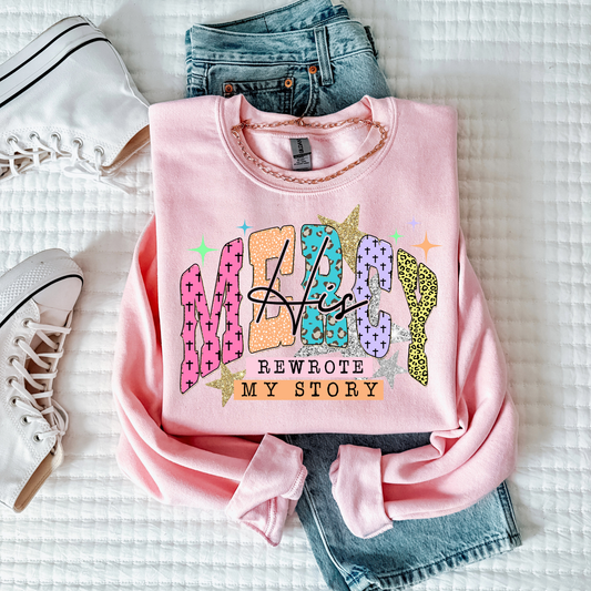 Mercy Rewrote His Story Doodle Faith Sweatshirt