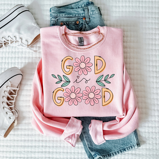 God is Good Floral Faith Sweatshirt