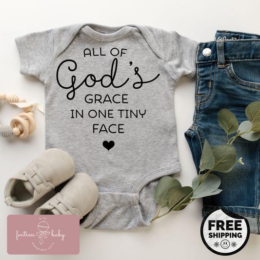 All Of God's Grace In One Tiny Face Pregnancy Announcement Onesie