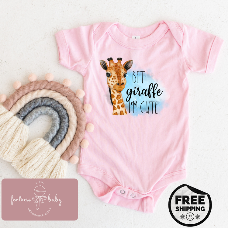 Bet Giraffe I'm Cute Pregnancy Announcement Onesie