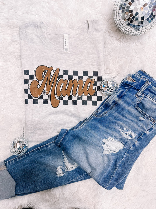 Retro Checkered Mama Bella Canvas Graphic Tee