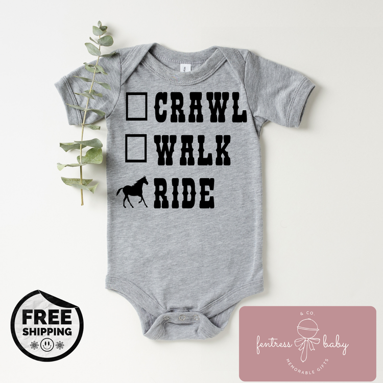 Crawl Walk Ride Pregnancy Announcement Onesie