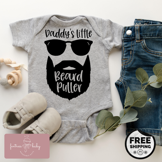 Daddy's Little Beard Puller Pregnancy Announcement Onesie