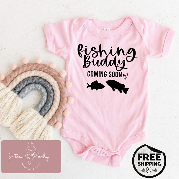 Fishing Buddy Coming Soon Pregnancy Announcement Onesie