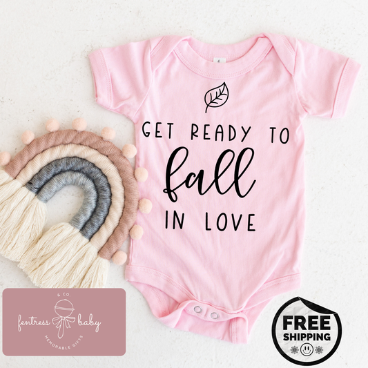 Get Ready To Fall In Love Pregnancy Announcement Onesie