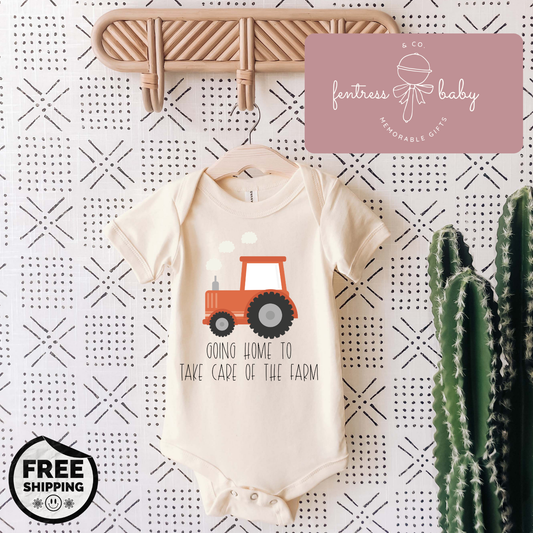 Going Home To Take Care Of The Farm Pregnancy Announcement Onesie
