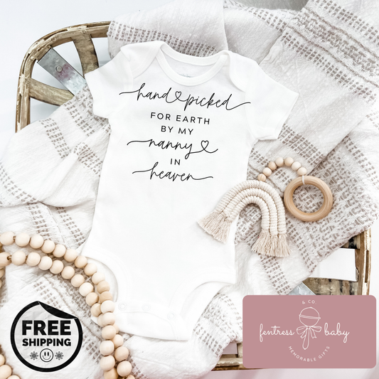Handpicked By My Nanny In Heaven Pregnancy Announcement Onesie